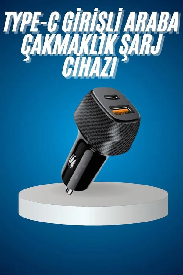 Araç İçi Hızlı Şarj Soketi 38W Oto Çakmaklık Type-C Araba Çakmaklık