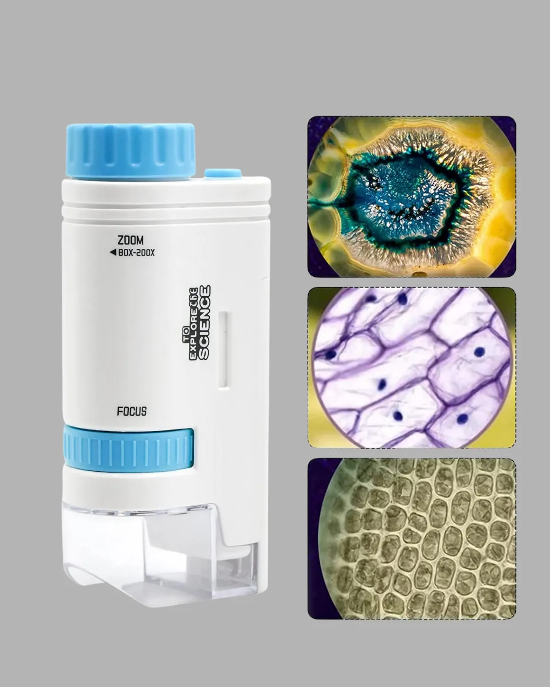 LED Işıklı Mikroskop 80X–200X Zoom Eğitici Bilim Seti ve Taşınabilir