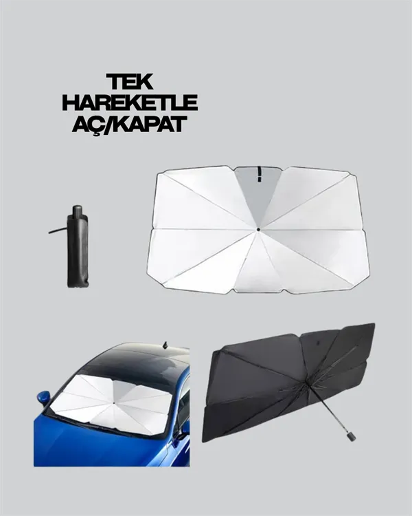 Isı ve UV Engelleyici Güneşlik – 360° Bükülebilir Şemsiye Sapı ile Konfor