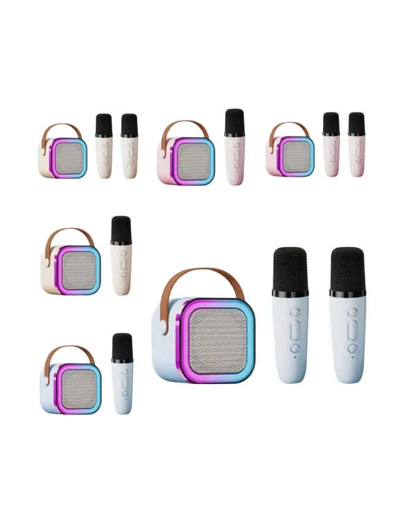 İki Mikrofonlu Renkli LED Işıklı Karaoke Cihazı