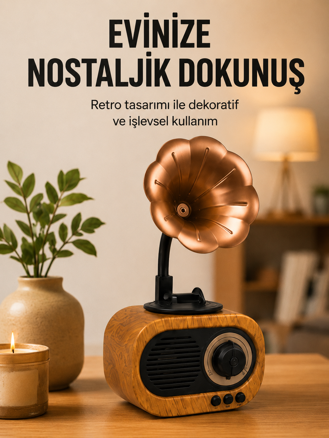 Retro Tasarımlı Mini Bluetooth Hoparlör ve FM Radyo Çoklu Medya