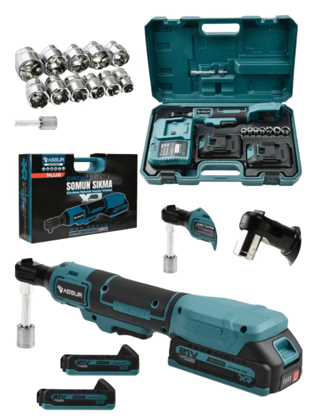 Yandan Sıkma Somun İçin Akülü Cırcır Anahtar Dar Alan Uyumlu