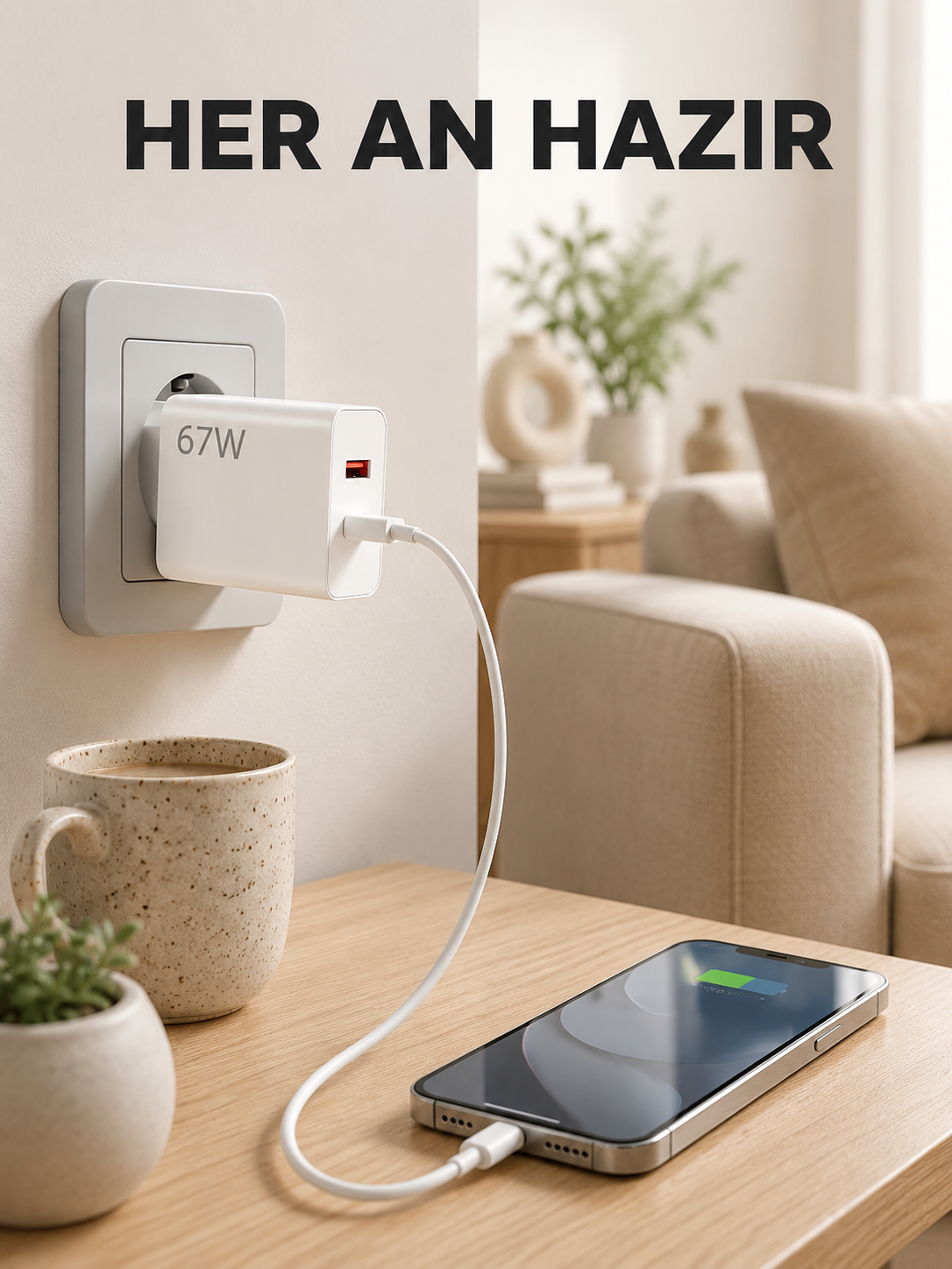 67 Watt Type C Şarj Adaptörü Asus Zenfone 7 8 9 Uyumlu