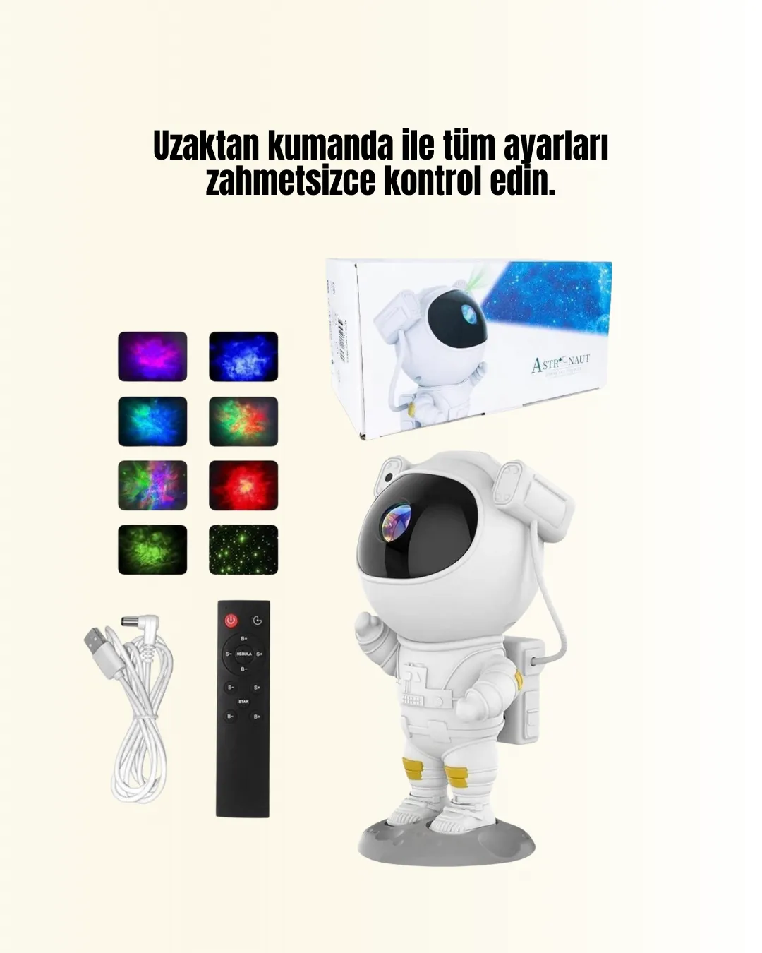 Ayarlanabilir Parlaklık ve Zamanlayıcı Modlu Astronot Lamba