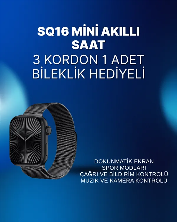 Mini Series 10 Akıllı Saat | 3 Kordon + Bileklik Hediyeli, Tüm Telefonlarla Uyumlu