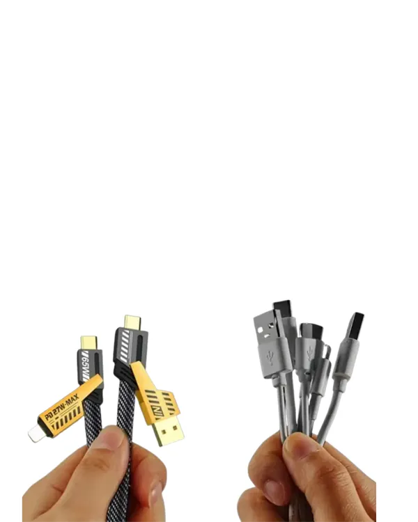 65W 4'ü 1 Arada Çoklu Şarj Kablosu – USB-C, USB-A, Lightning, Veri ve Şarj Desteği