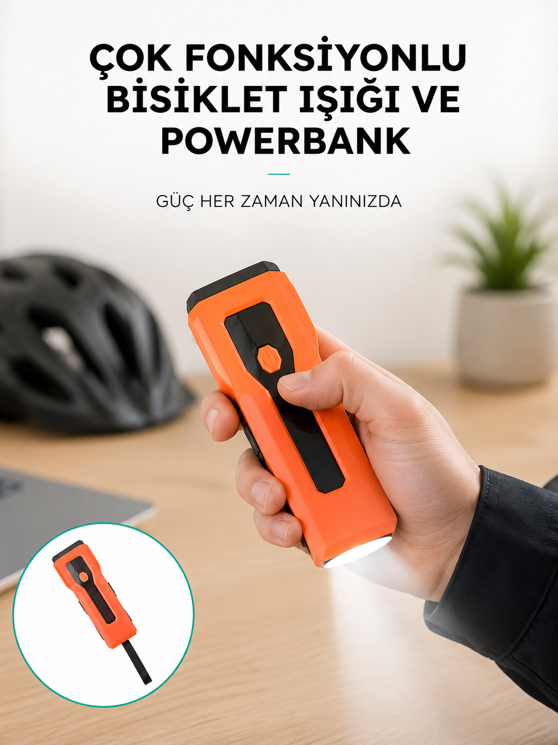 5000 mAh Bataryalı Bisiklet Farı COB Çakar Çok Fonksiyonlu