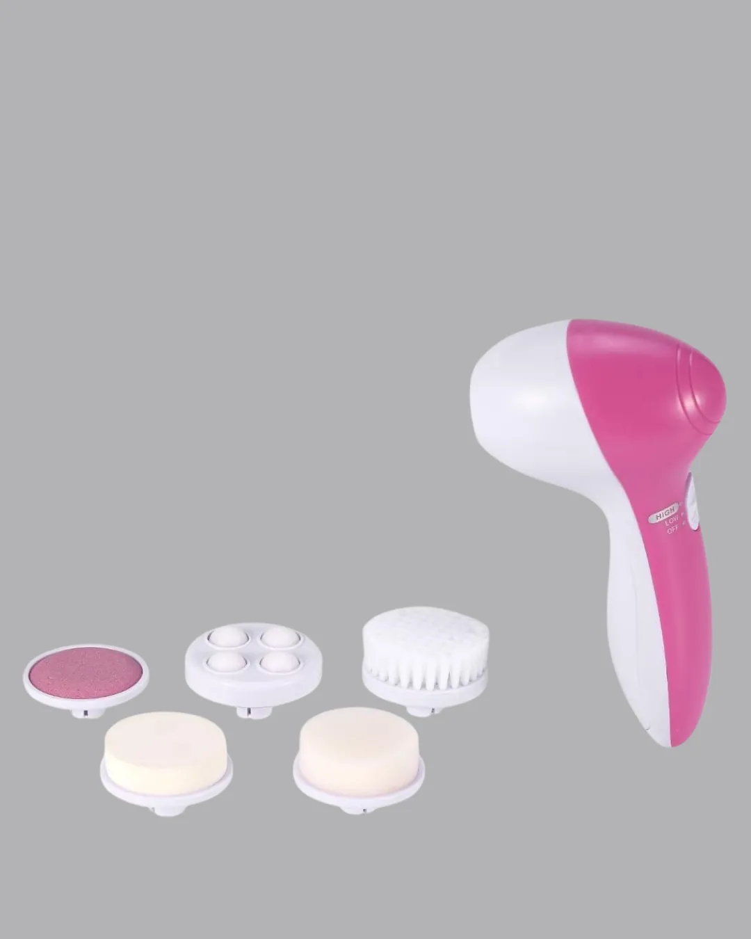 5’i 1 Arada Yüz Temizleme Cihazı – Masaj, Fırça, Peeling ve Krem Uygulama Aparatlı