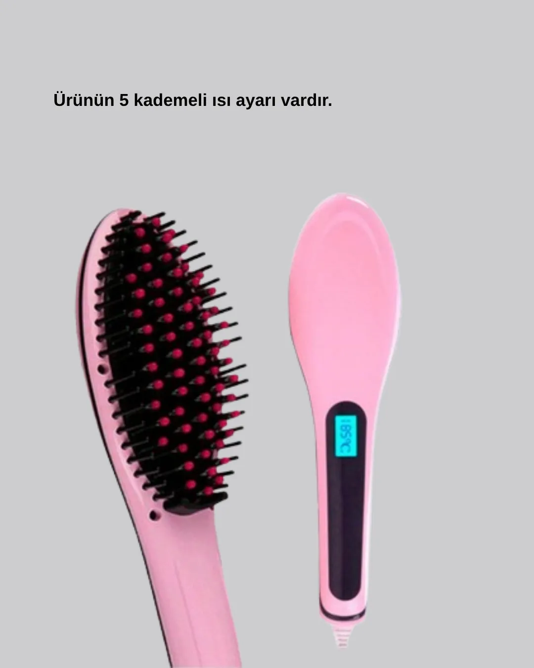 Dijital Ekranlı Seramik Saç Düzleştirici Tarak – 5 Kademeli Isı Ayarı, İyon Kontrollü