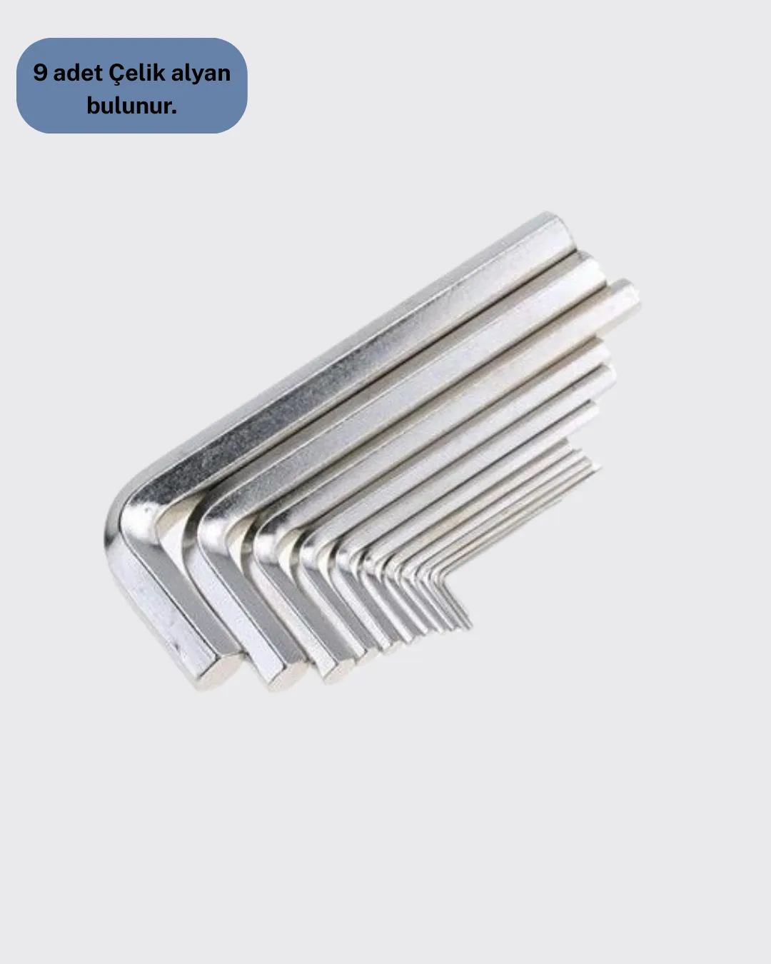 9 Parça Alyan Anahtar Seti Farklı Metrik Ölçü Pratik Taşıma