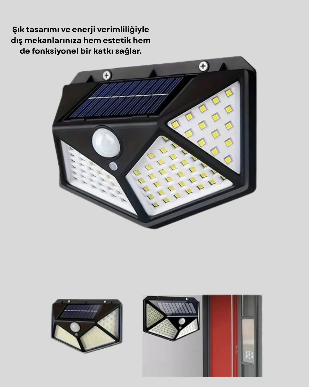 Solar Bahçe Lambası 100 LED Hareket Sensörlü Güneş Enerjili Aydınlatma