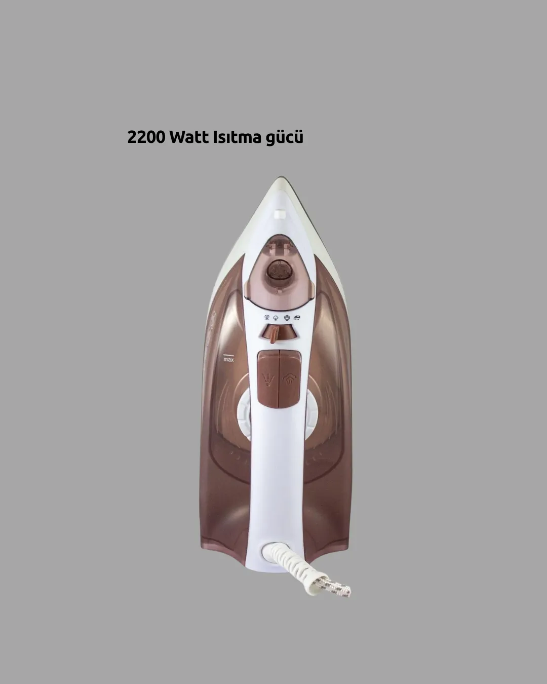 Seramik Tabanlı Buharlı Ütü 2200W Dikey Ütüleme 300ml Kahverengi