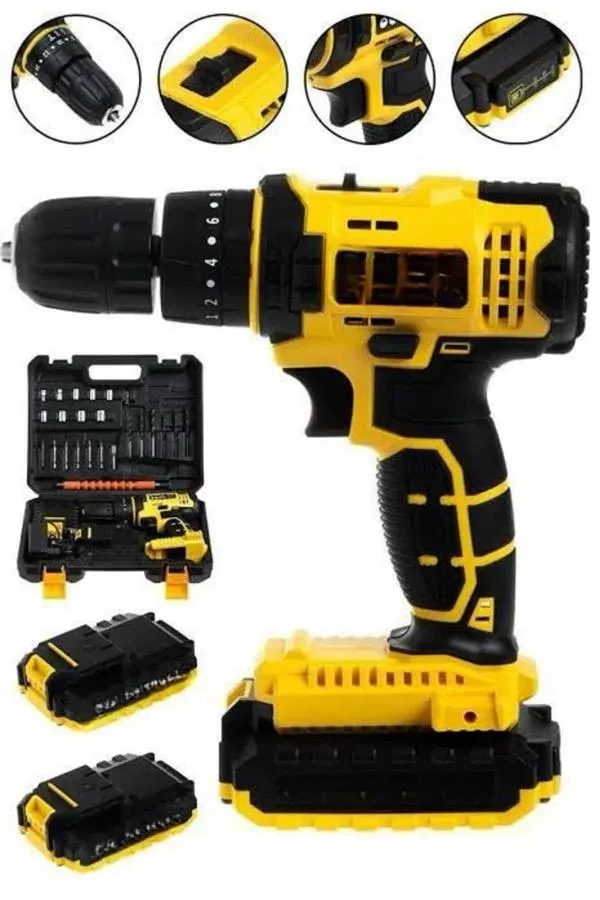 Metal Şanzıman Çift Akülü Bakır Sargı 24 Parça Led Aydınlatmalı Matkap Seti