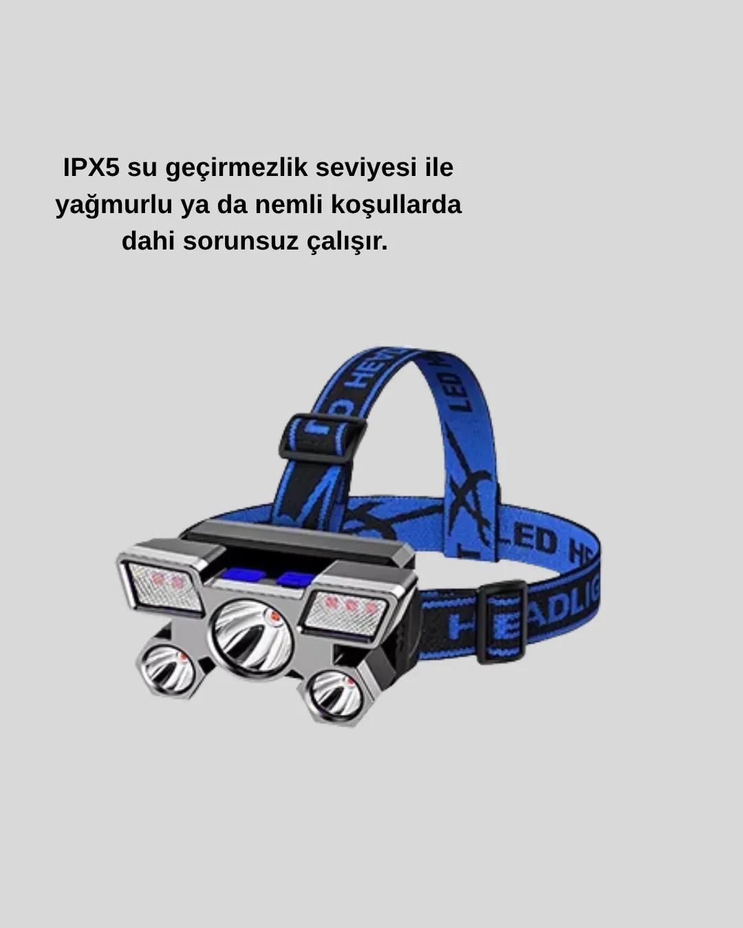 Profesyonel Şarjlı LED Far – IPX5 Suya Dayanıklı, 4 Işık Modu, Hareket Sensörlü