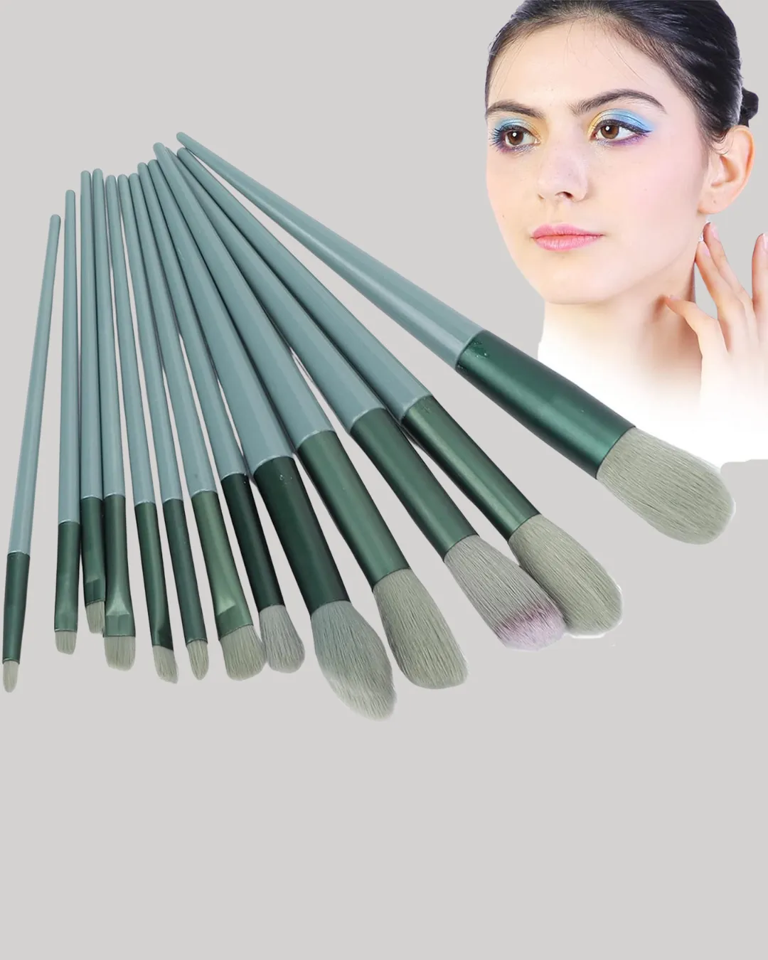 Taşınabilir Ergonomik Yapılı 13 Adet Fiber Kıllı Yüz ve Göz Makyaj Fırçası Seti