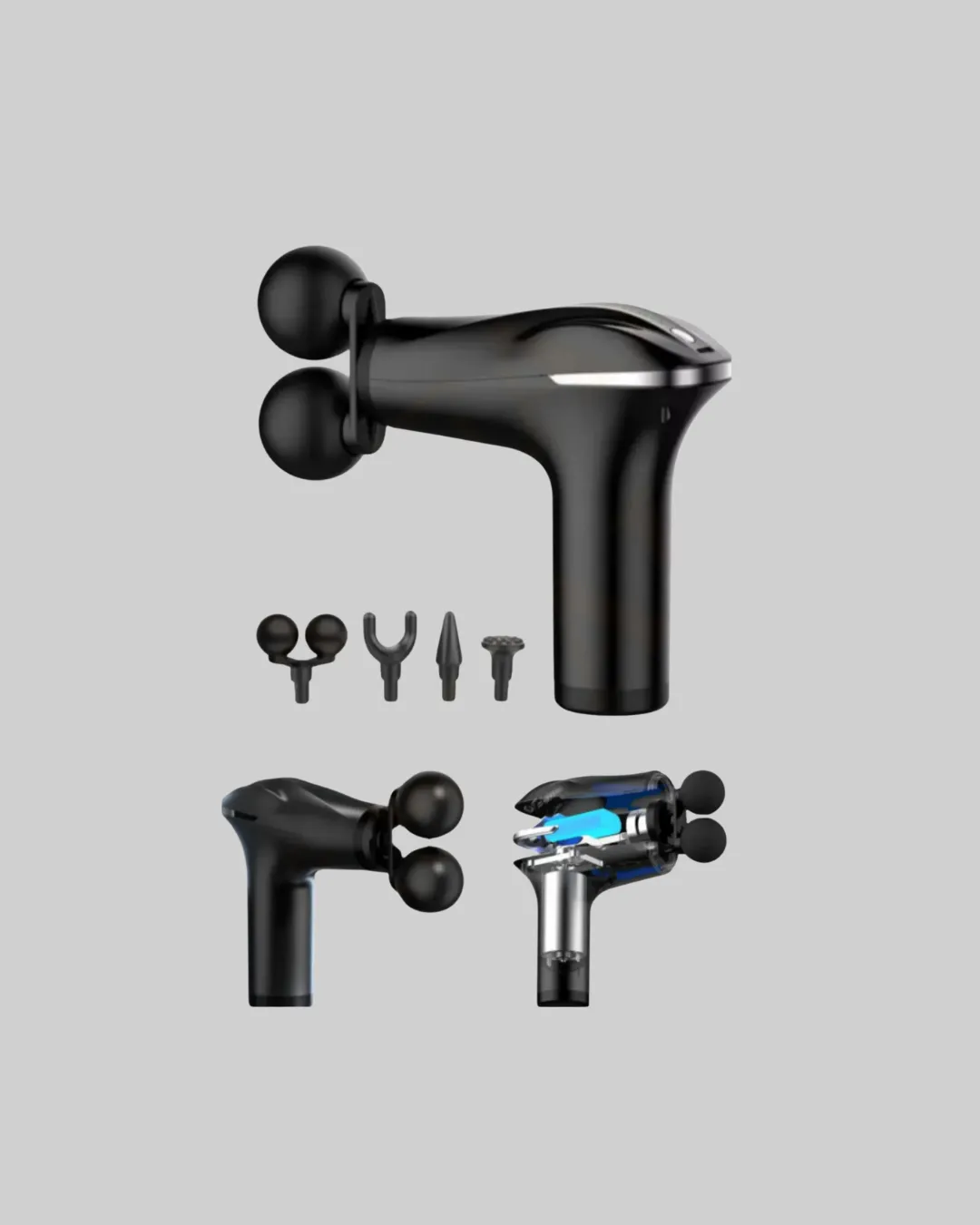 Şarjlı 4 Başlıklı Titreşimli Masaj Aleti Derin Kas Masajı Sporcu Destekli