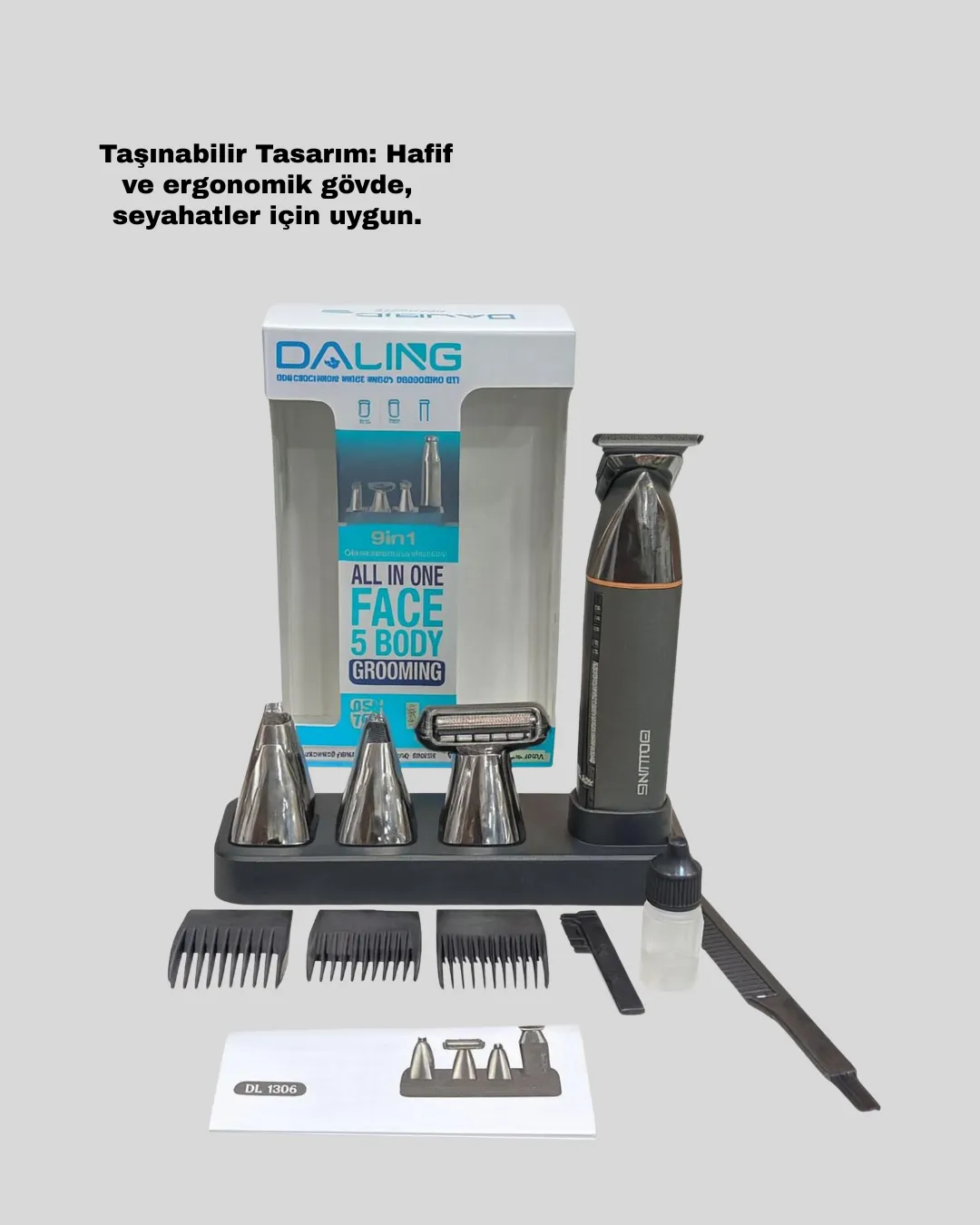 Şarjlı 9’u 1 Arada Çok Amaçlı Erkek Bakım Seti Yıkanabilir Başlıklar