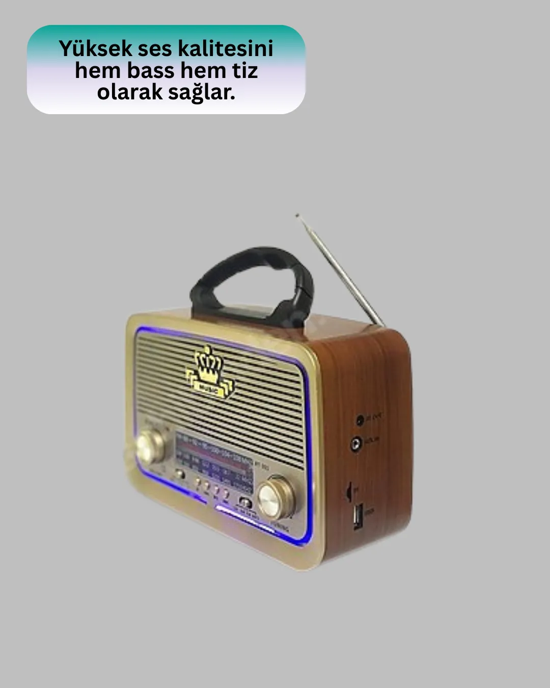 Nostalji Bluetooth Radyo FM AM SW Ahşap Eskitme Tasarım
