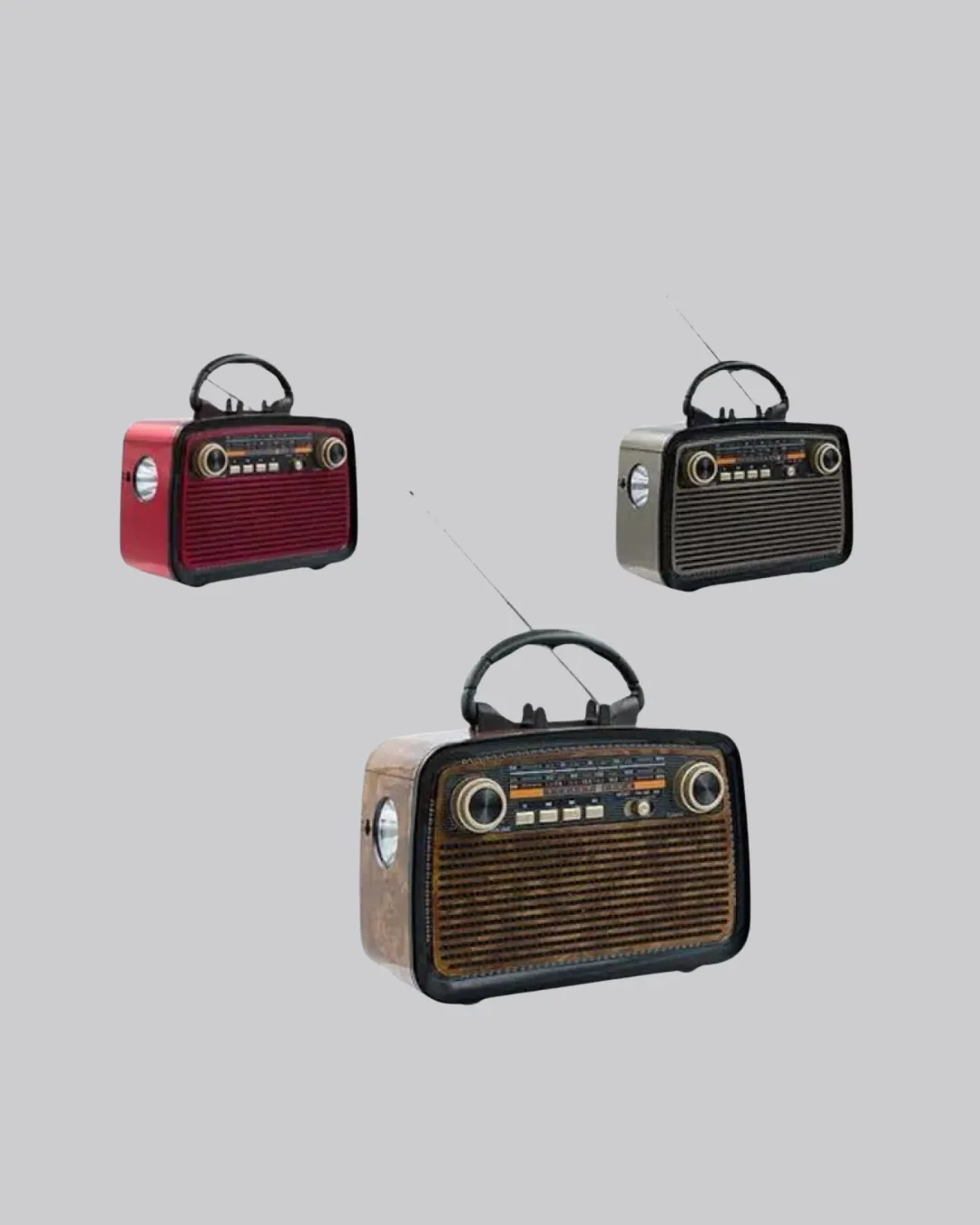 LED’li Nostaljik Bluetooth Hoparlör – Vintage Tasarım, Ahşap Doku