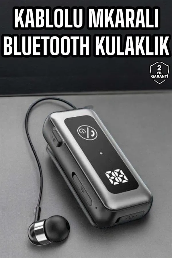 Kablolu Bluetooth Kulaklık Kulak İçi Stereo Mikrofonlu Dijital Göstergeli