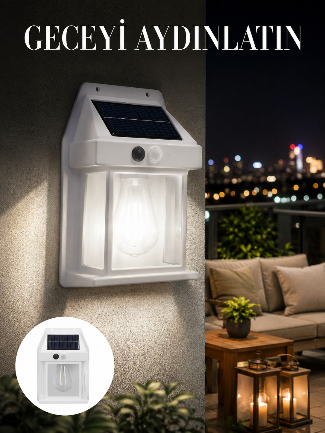 1800 mAh Pilli Solar Duvar Aydınlatma