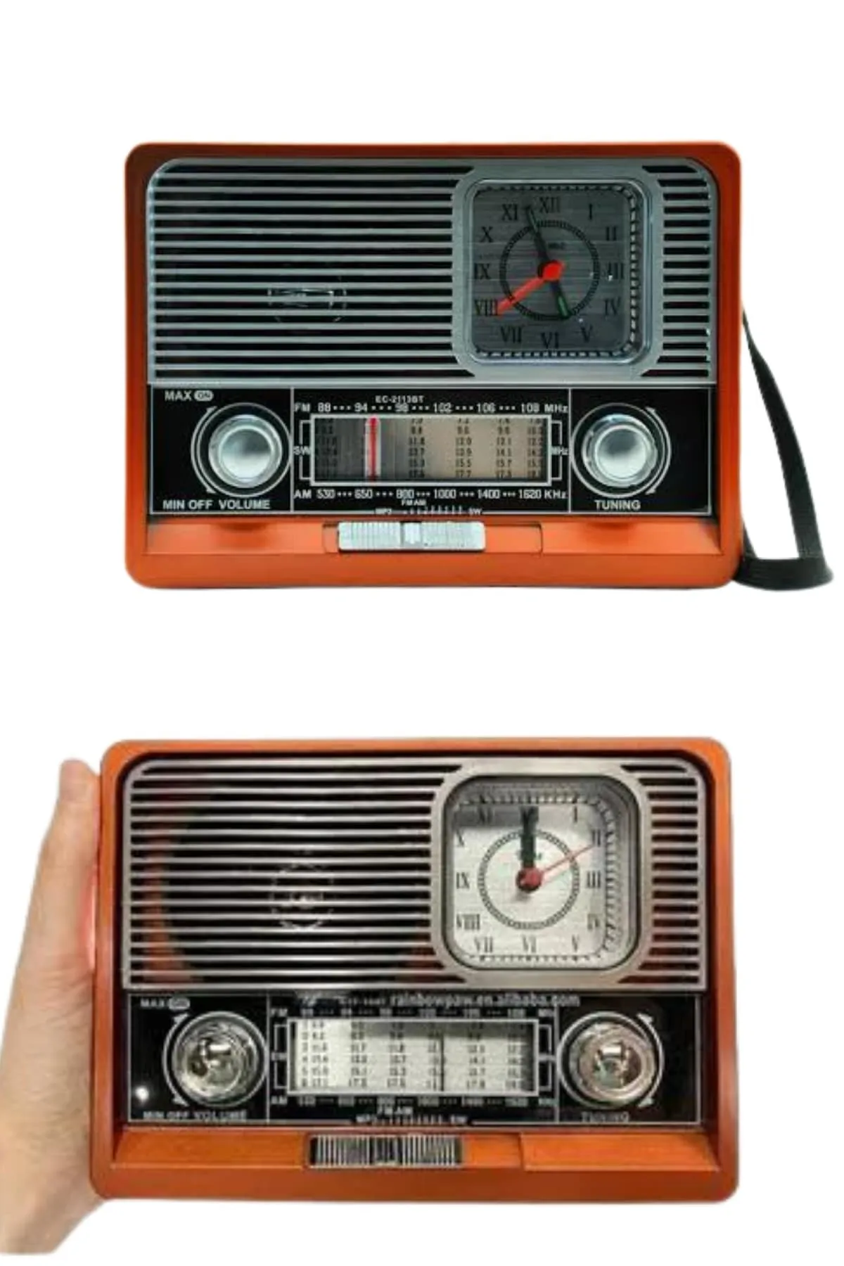 Saatli Fenerli Bluetooth Nostaljik Radyo AUX SD USB Girişli Bluetooth Hoparlör