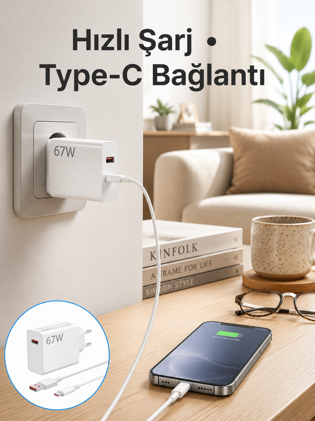 67 Watt Hızlı Şarj Aleti Poco F2 F3 F4 Uyumlu