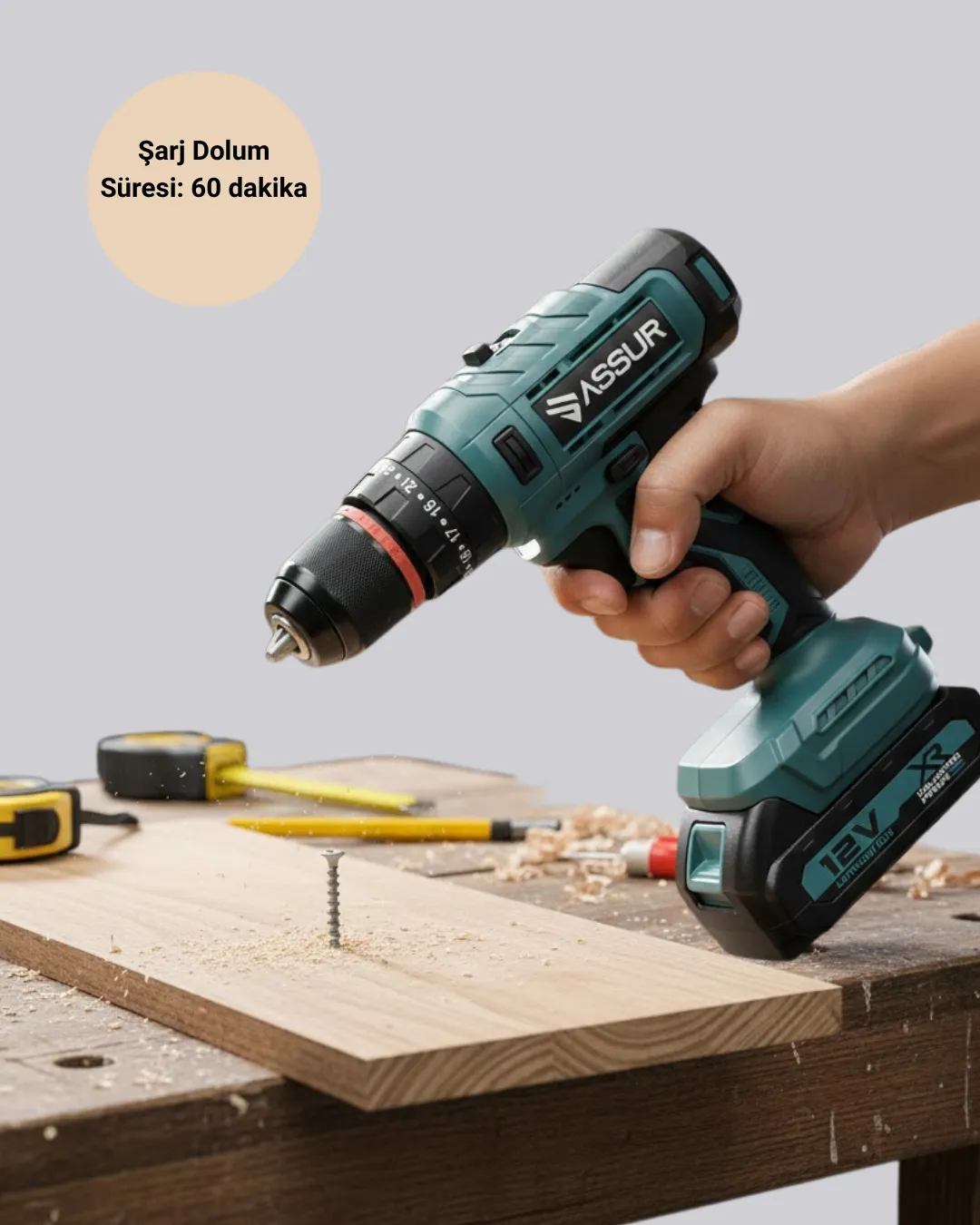 18 Parça Dijital Matkap Seti Çift Bataryalı