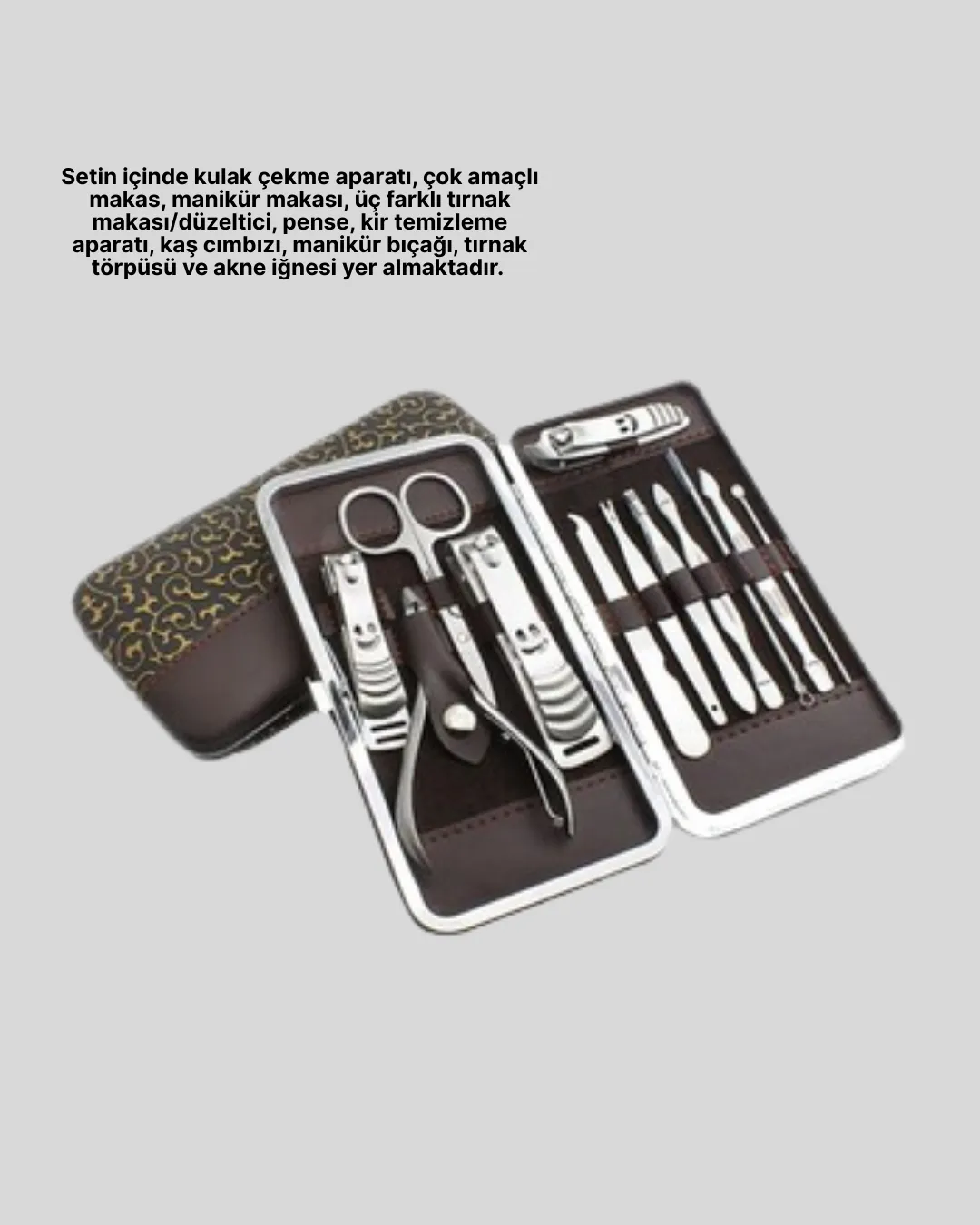 12 Parçalık Özel Deri Çantalı Kişisel Bakım Seti