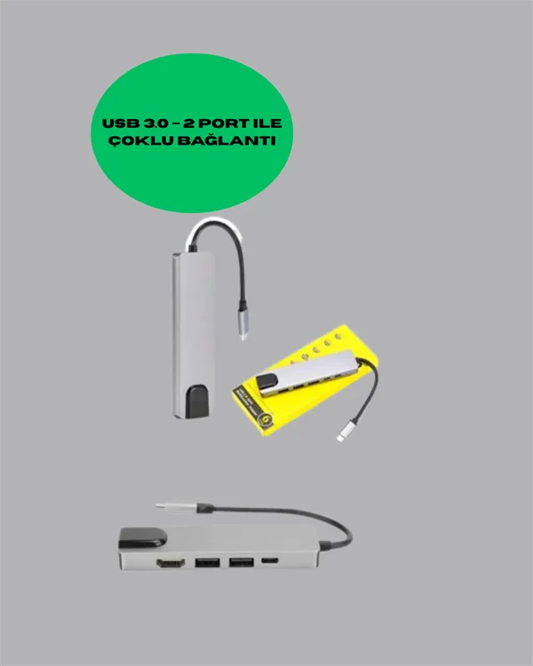 Type‑C Dönüştürücü – 2×USB3.0, SD/MS, 4K HDMI & RJ45 ile Profesyonel Kullanım
