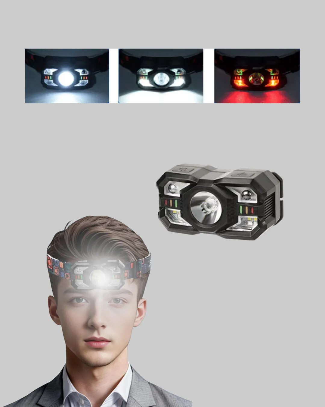 Şarj Edilebilir LED Far Hareket Sensörlü 5 Modlu Outdoor