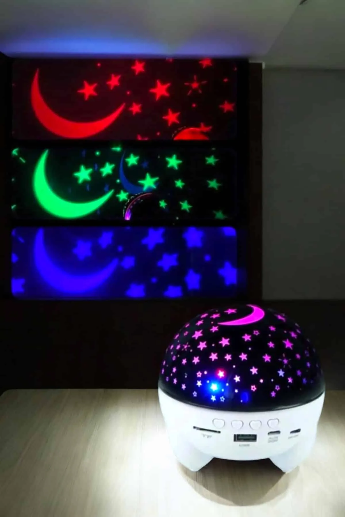 Gece Lambası Projeksiyon Görünümlü Şarjlı Yıldızlı Yuvarlak