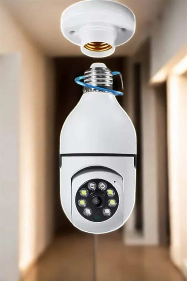 Wifi Kamera Duylu Ampul Görünümlü 360 Derece Dönebilen Ev Kamerası