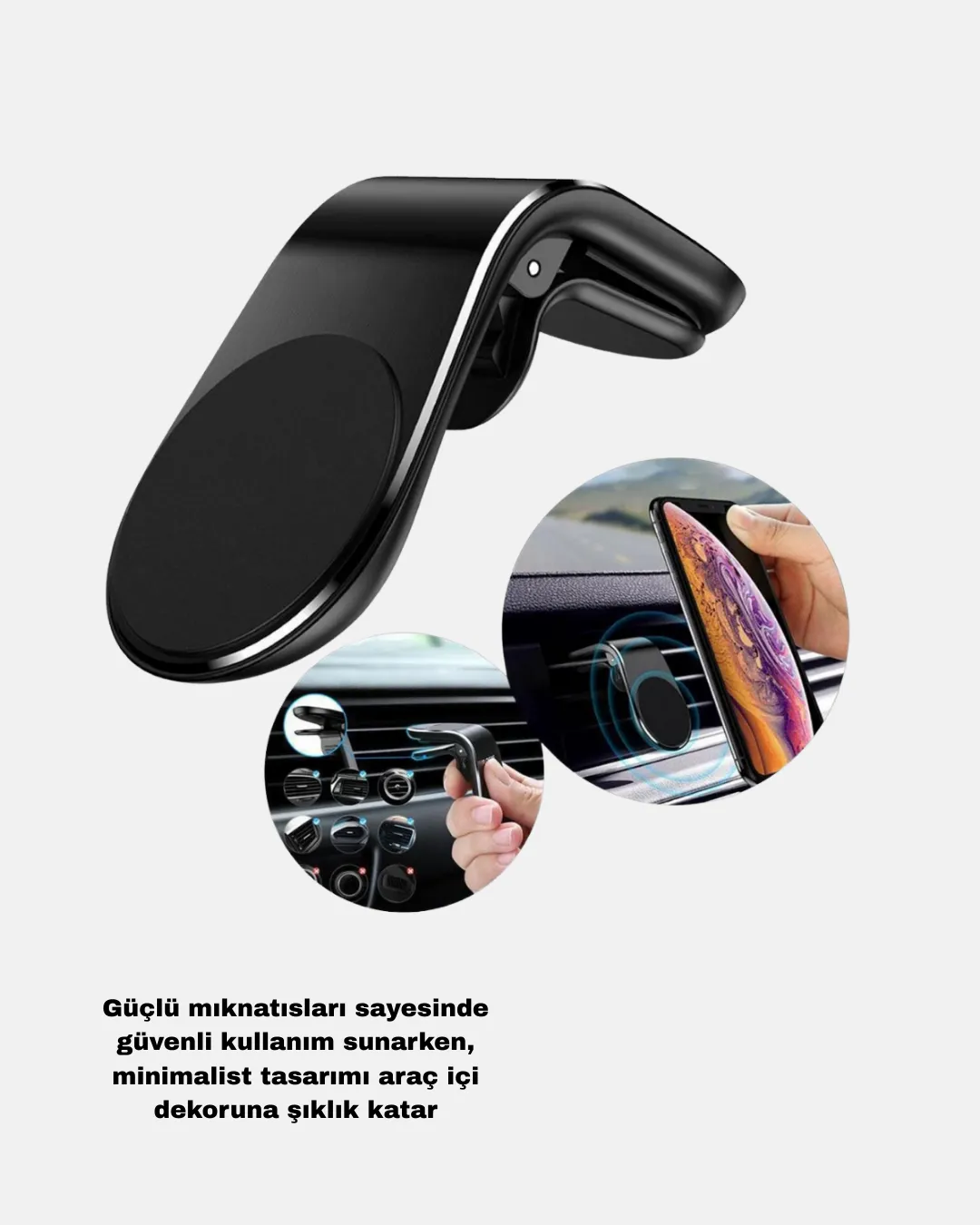 Manyetik Araç Telefon Tutucu ve Hızlı Şarj Adaptörü 2’li Set