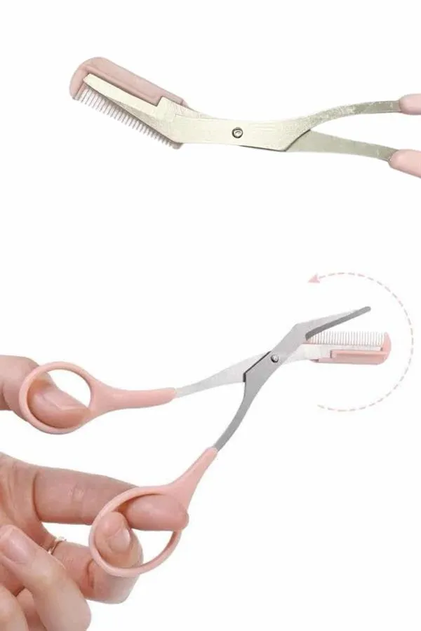 Kavisli Kaş Düzeltici Seti Kaş Makası ve Kaş Usturası Paslanmaz Çelik Bıçaklı