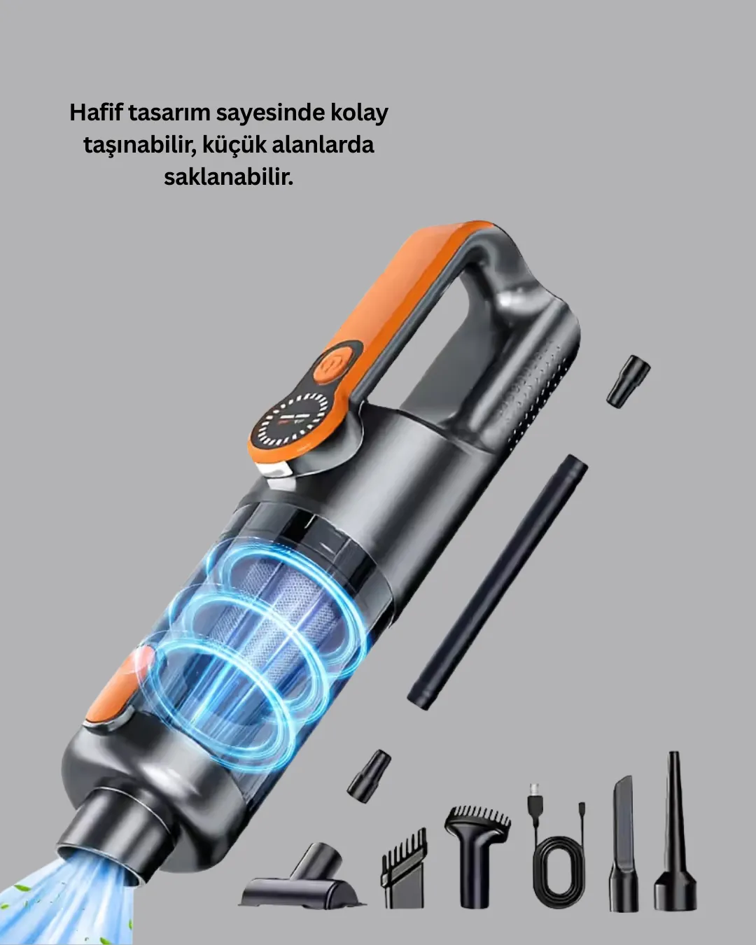 Kompakt Şarjlı El Süpürgesi Kuru ve Sıvı Temizlik 5 Aparatlı