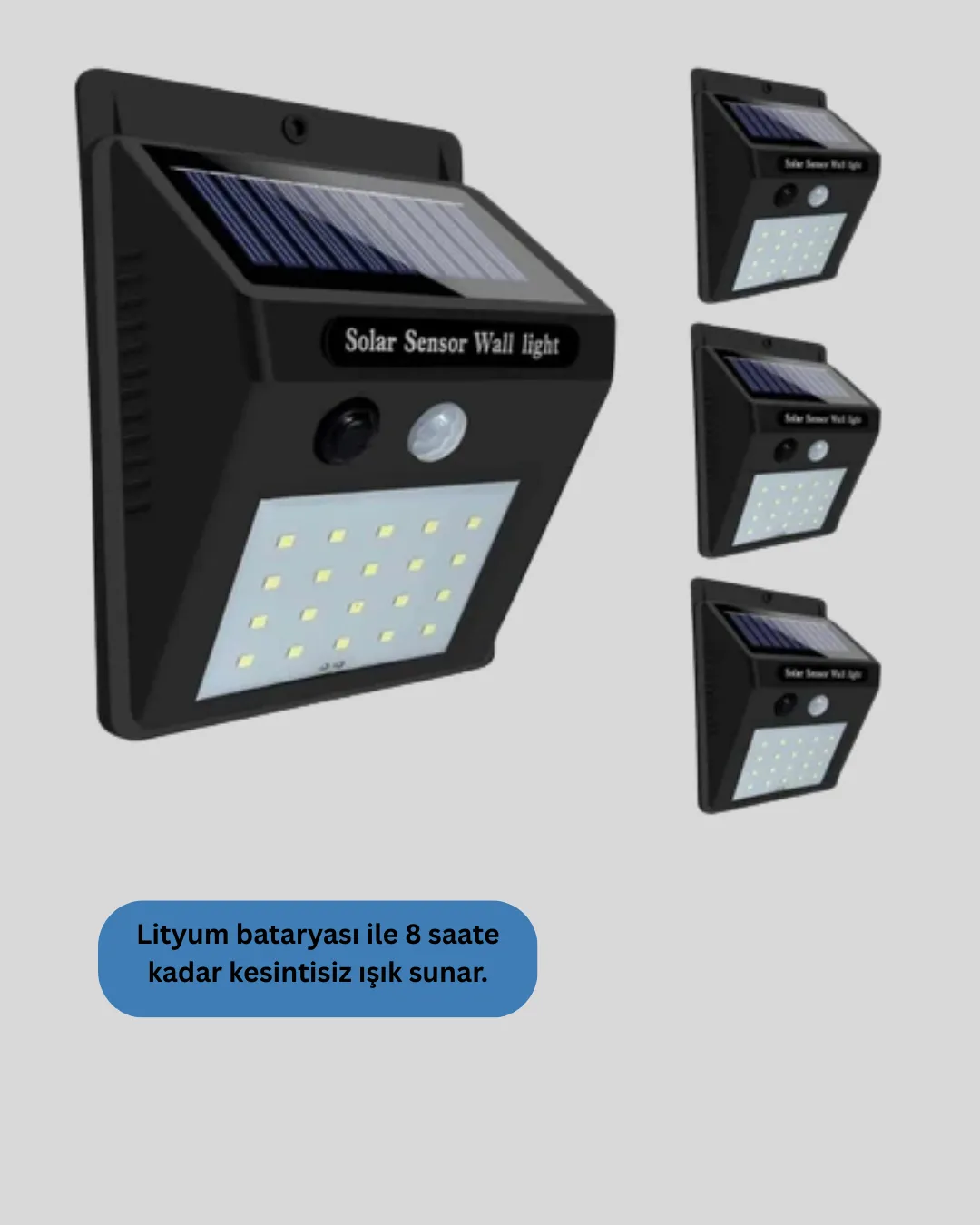 Solar Enerjili 20 LED Hareket Sensörlü Duvar Lambası