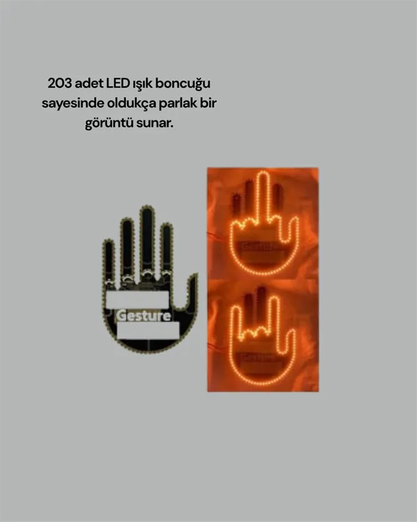 Kablosuz Kumandalı LED Jest Işığı – 3 Modlu Araba Arkası Mesaj Işığı, 203 LED ile Yüksek Parlaklık