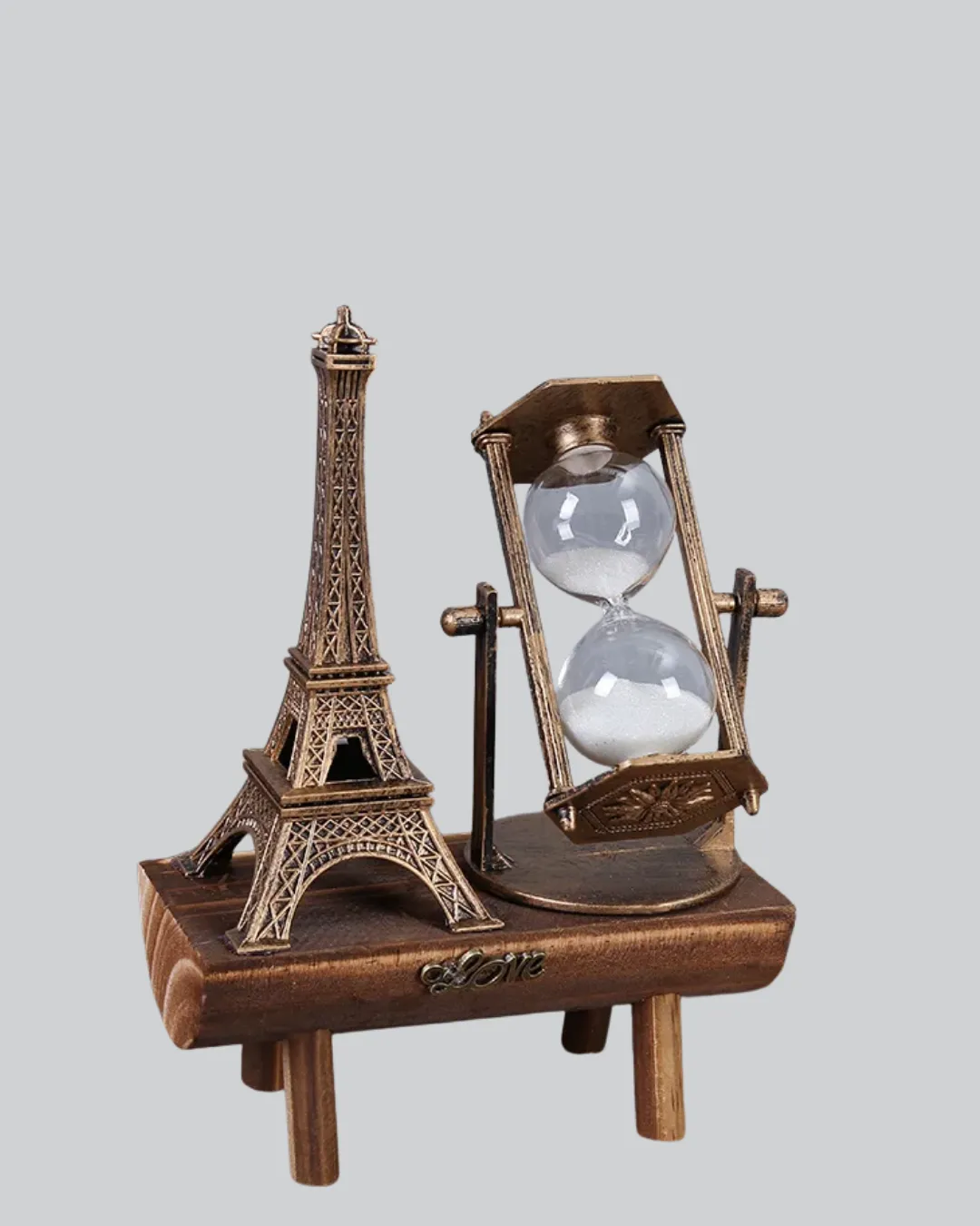 Ahşap Gövdeli Dekoratif Kum Saati – Masa Üstü El Sanatı Aksesuarı