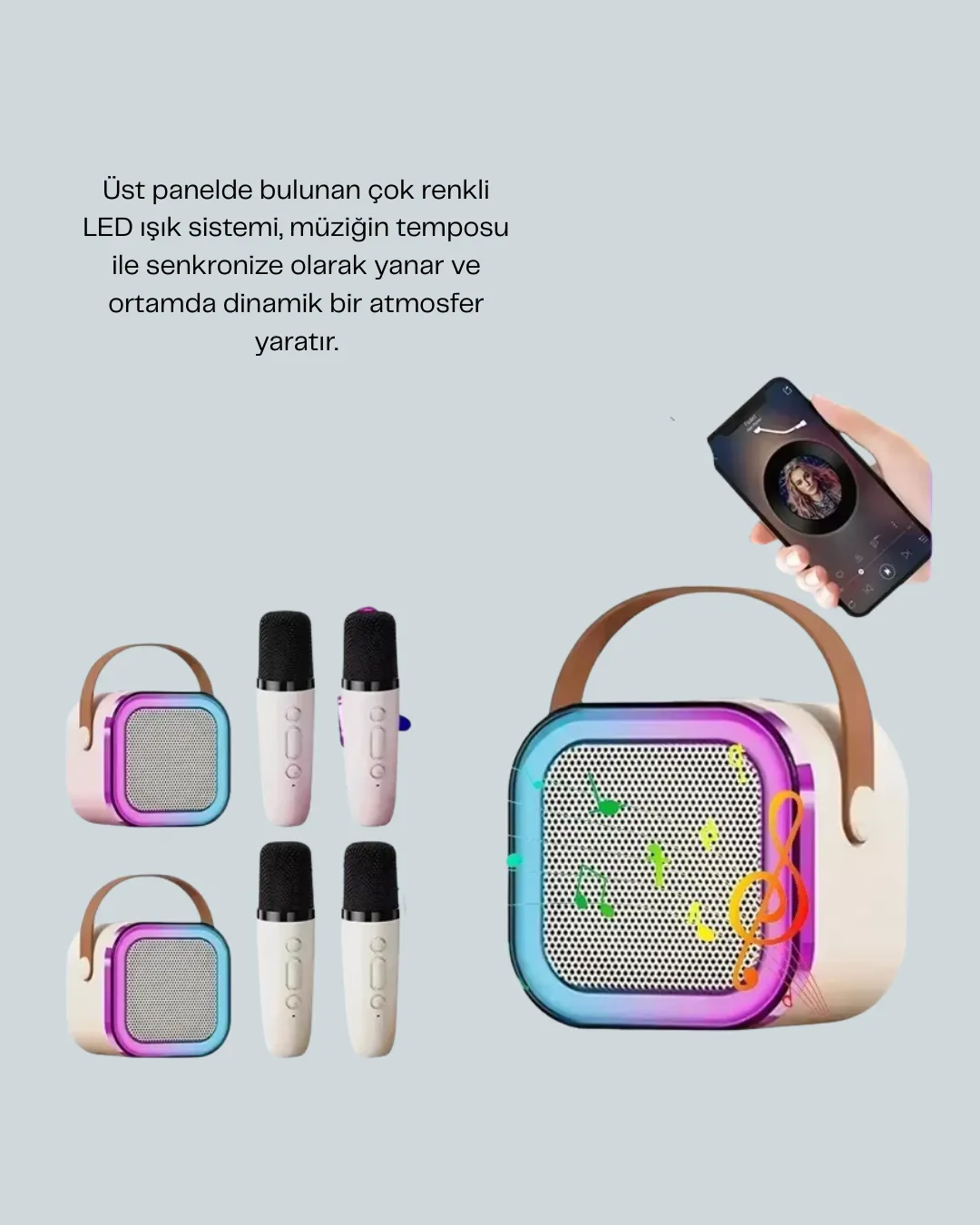 Bluetooth 5.0 Destekli Kablosuz Karaoke Hoparlör