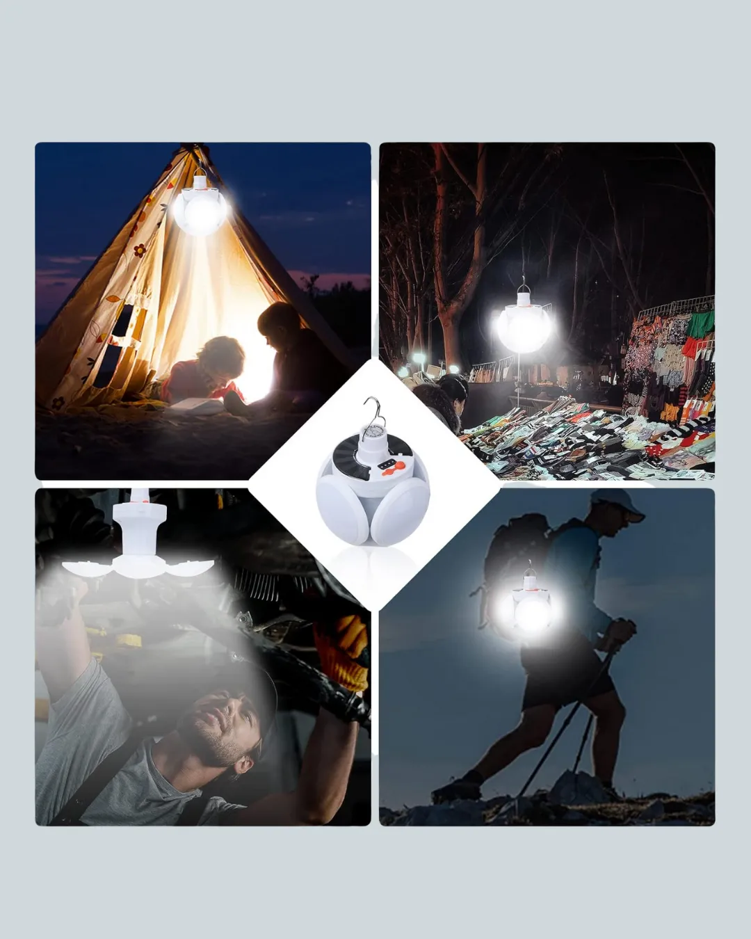 IPX4 Suya Dayanıklı, Katlanabilir LED Kamp Lambası ve Acil Durum Işığı