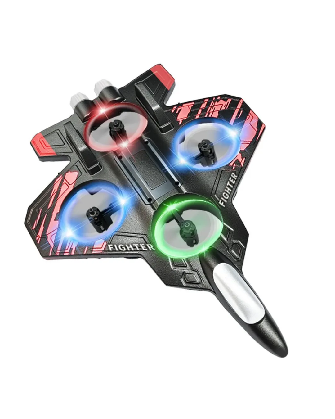 LED Işıklı Uzaktan Kumandalı Drone Fighter Jet Tasarımlı 360 Derece Dönebilen Oyuncak Uçak