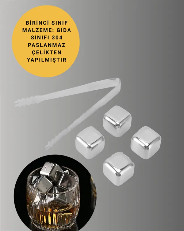 Hızlı Soğutma Özellikli Paslanmaz Metal Buz Küpü Takımı