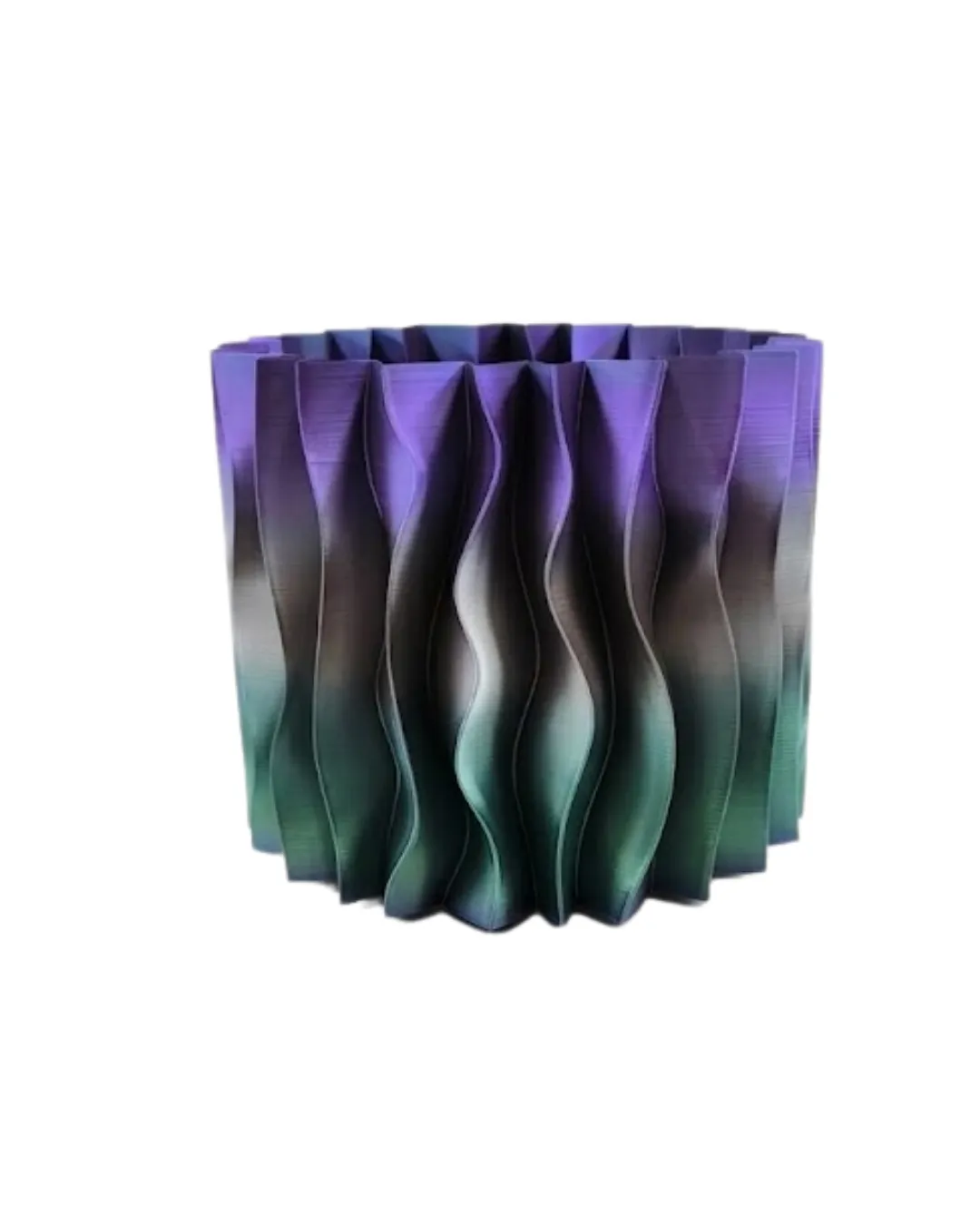 Estetik Dalga Formlu Mor 3D Baskı Dekoratif Vazo Modern Ev Aksesuarı