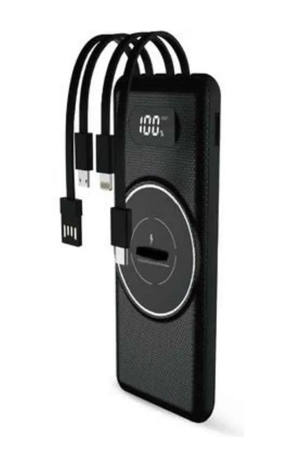 Wireless Powerbank 10000 Mah LED Ekranlı Dahili Kablolu Hızlı Şarj