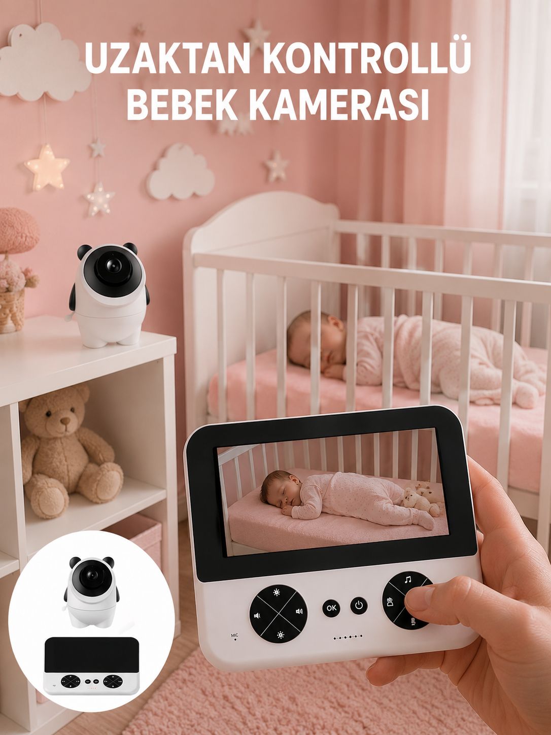 Geniş Ekranlı Bebek Monitörü Ağlama Algılama Özellikli