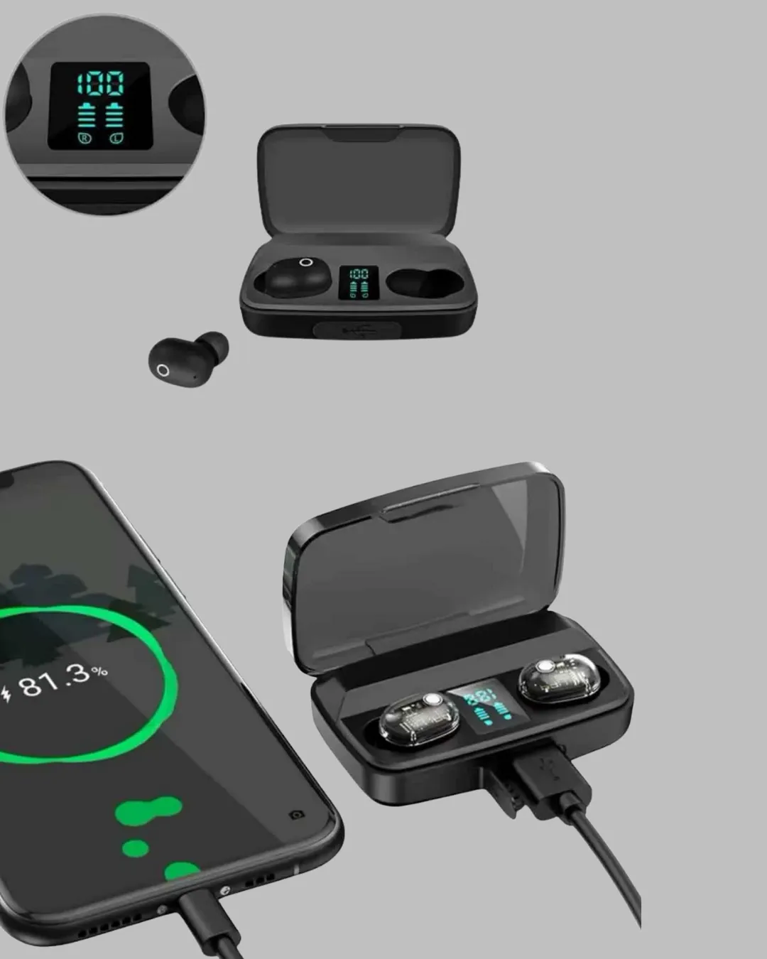 Telefon Şarj Destekli 1800 mAh A10s TWS Kablosuz Kulak İçi Kulaklık