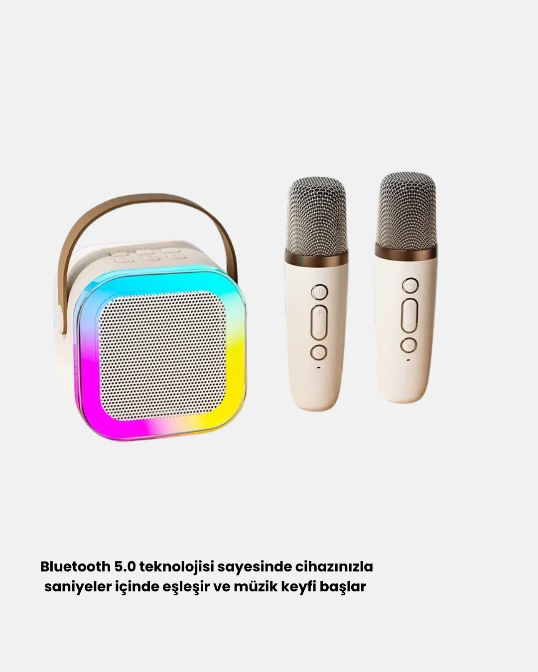 Bluetooth Karaoke Hoparlör Renkli LED Işıklı ve Type-C Şarjlı