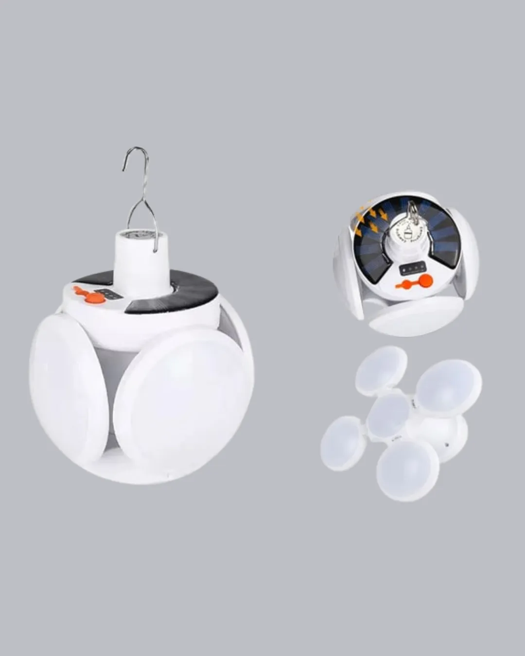 5 Kanatlı Solar Kamp Lambası – USB Şarjlı, Taşınabilir, IP65 Su Geçirmez Bahçe Lambası