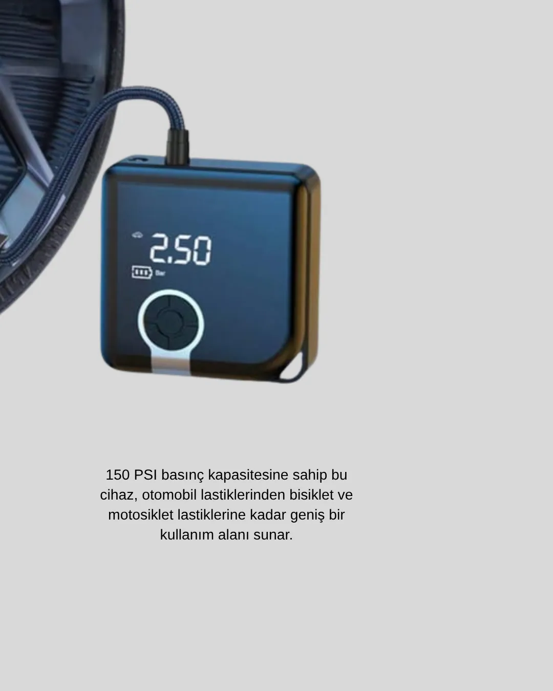 6000mAh Bataryalı Type-C Şarjlı Mini Hava Kompresörü LED Işıklı